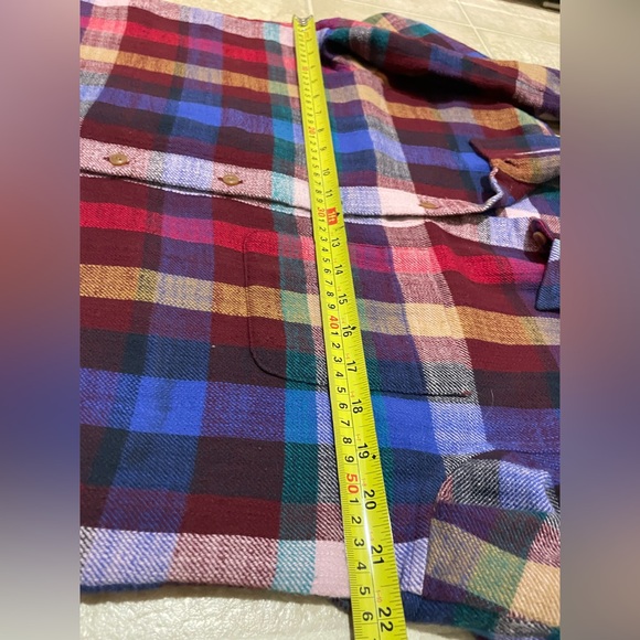 L.L. Bean Signature Large Color Block Grid Button-up Flannel Long-sleeve Shirt - Picture 8 of 13